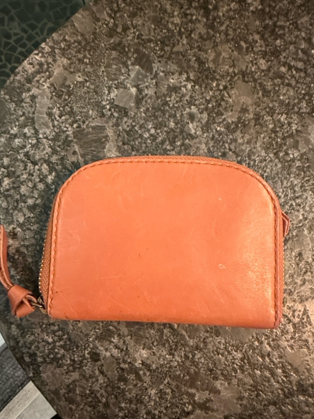 Madewell leather Zip Card Pouch with Gold Hardware